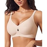 Jelly Wireless Push Up Seamless Sleep T Shirt Bras with Support for Women Soft Full Coverage No Underwire Everyday Bra