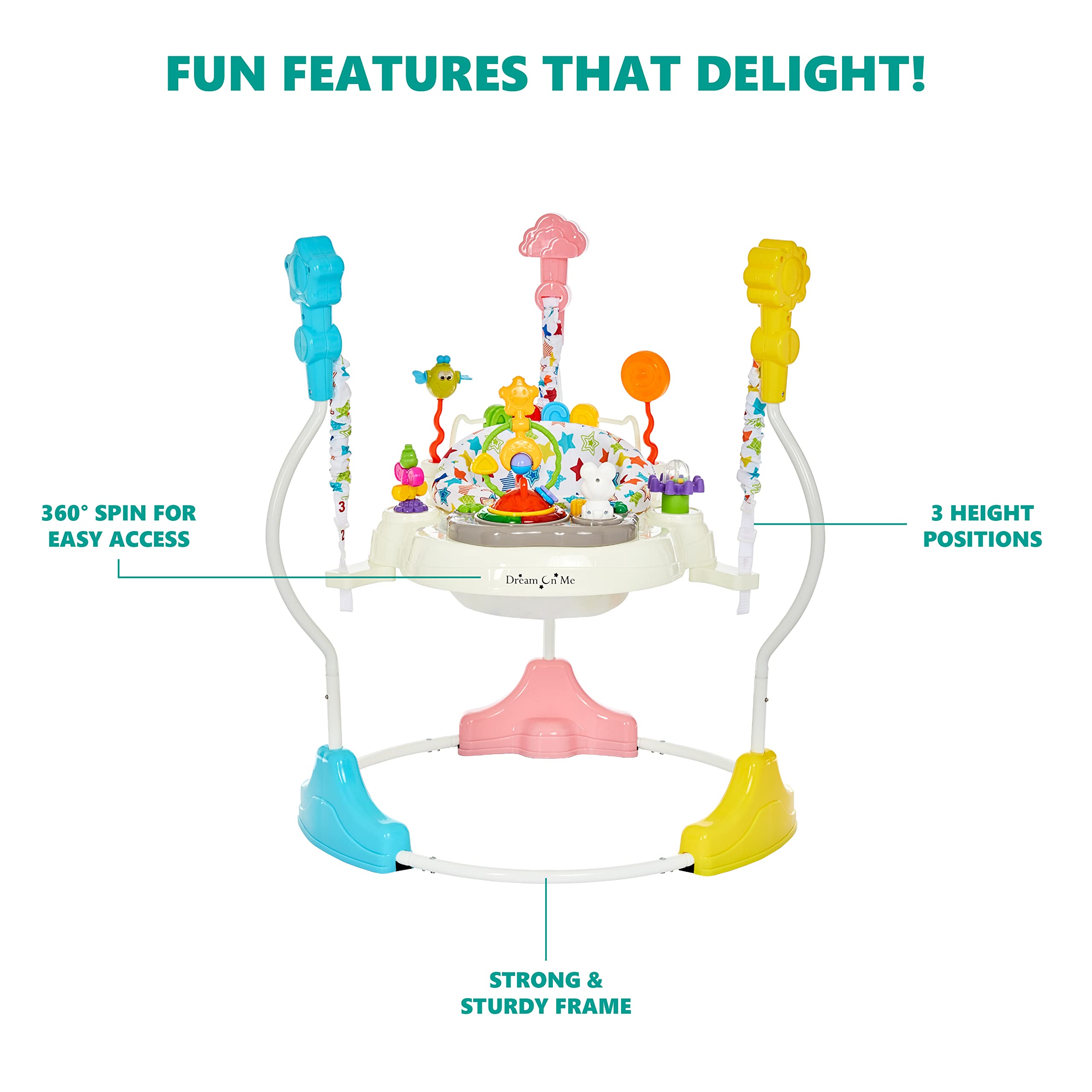 Dream On Me Zany 2-in-1 Activity Center and Bouncer in Star Print