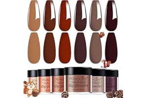 Dip Powder Set, Honey Joy 6 Colors Brown Coffee Color Dipping Powder Set Nail Art Manicure DIY Salon Home Gifts for Women, No Need Nail Lamp Cured (DP-C-6pcs-10g/box)…