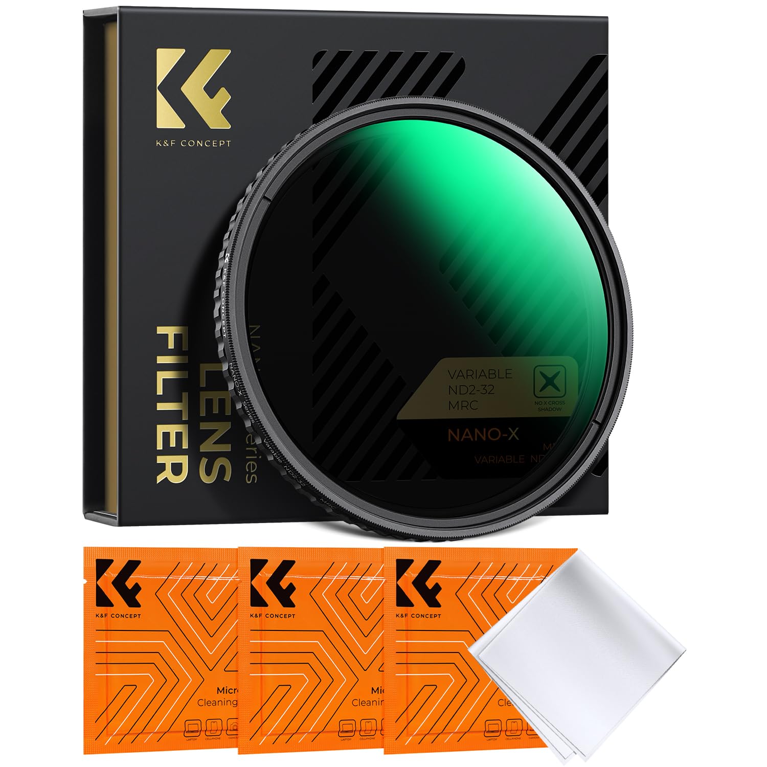 K&F CONCEPT 43mm Variable ND Filter ND2-32 Adjustable Fader Neutral Density ND2 - ND32 Filter, NO Spot X Black X Issue, MRC 28-Layer, Ultra Slim, Waterproof (Nano-X Series)