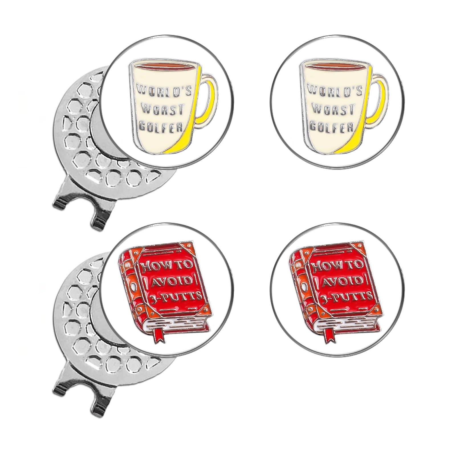 Golf Hat Clip with Ball Marker Magnetic Value Gift Set, Alignment Clips Attaches Easily to Hat Caps Belt Fashion Pattern Training Aids Accessories for Men Women Durable Removable (Style 11)