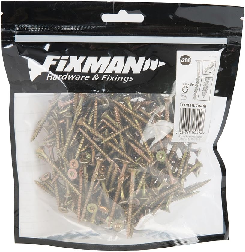 Fixman 619135 Goldstar Advanced Screws 4 x 50 mm 200pk, 4 x 50mm 200pk