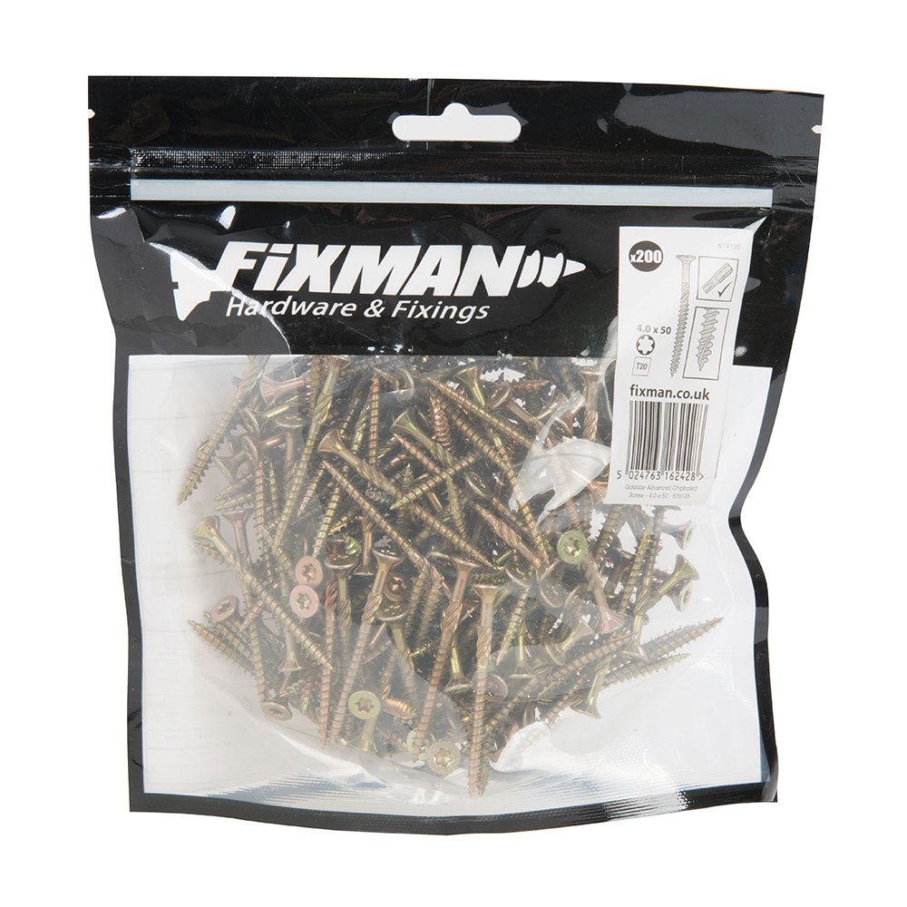 Fixman 619135 Goldstar Advanced Screws 4 x 50 mm 200pk โ image 1