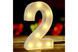 QWZIFY Marquee Light Up Numbers 2, Light Up Numbers for Party, Decorative Lights, Sweet Birthday Decorations for Him, Graduation Decorations, Xmas Decor, Decoración de Navidad para Exteriores