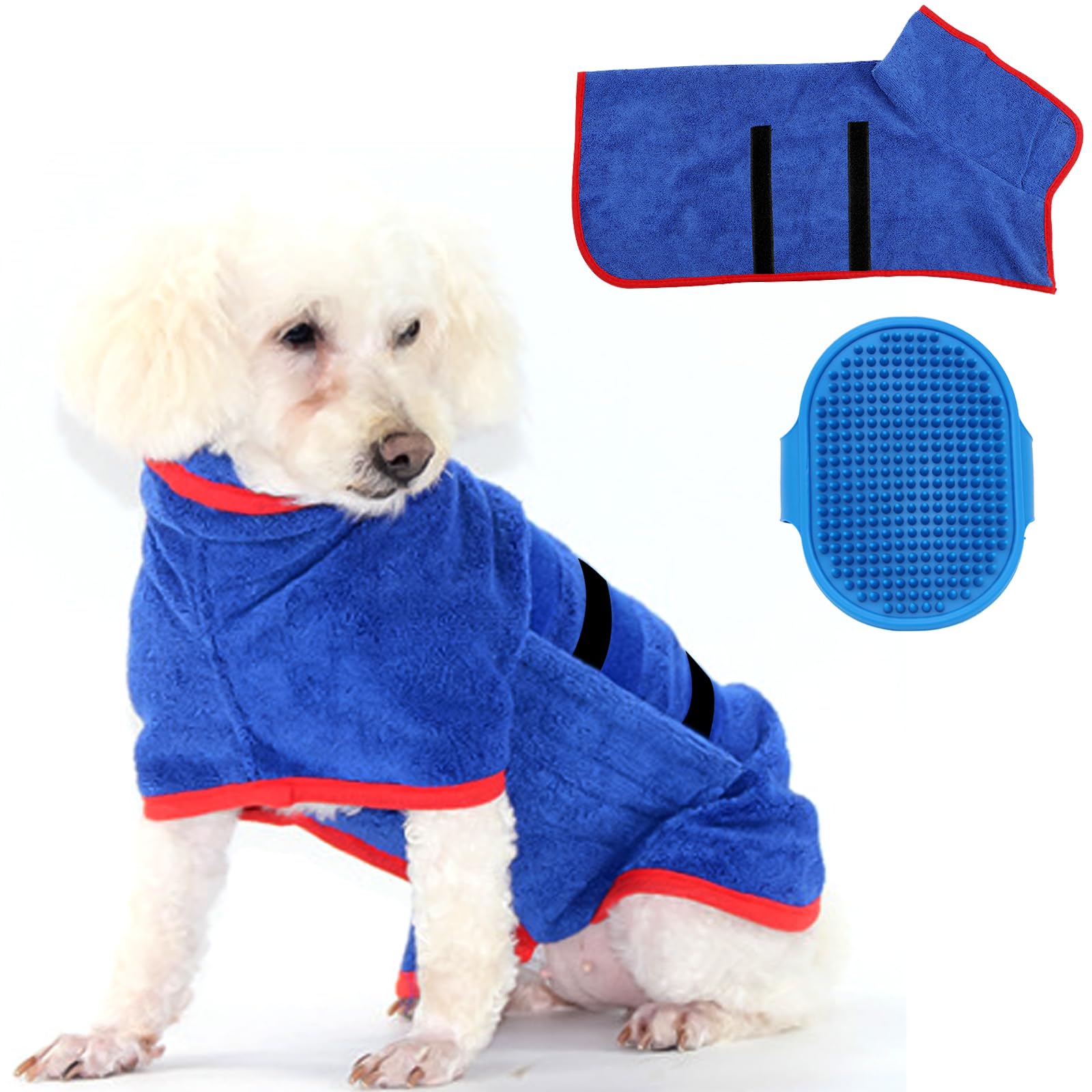 BDSHUNBF Dog Drying Coat - Super Absorbent Microfibre Towel Robe, Fast Drying Adjustable Puppy Towelling Gown
