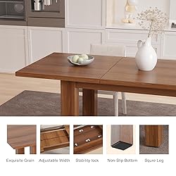 Extendable Dining Table for 6-10 Person, 55'' to