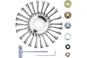 VIDICA 8 Inch Steel Wire Weed Eater Blades, Universal Weed Eater Attachments, Brush Cutter Trimmer Blade with Universal Adapter Kits, Unbreakable Wired Weed Eater Head Replacement for Removing Moss Weed Rust