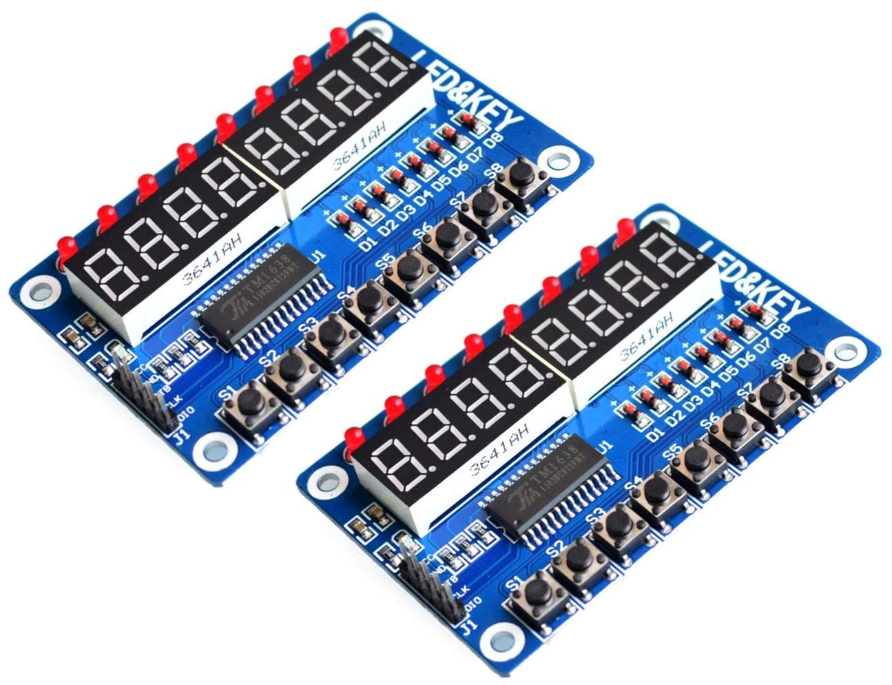 TECNOIOT 2pcs TM1638 Module Key Display 8-Bit Digital LED Tube for AVR