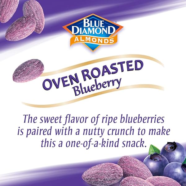 BLUE DIAMOND ALMONDS, BLUEBERRY FLAVORED SNACK NUTS, SINGLE SERVE BAGS (1.5 OZ. TUBES, PACK OF 12)