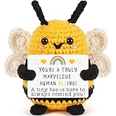 LEJIAJINW Thank You Teachers Appreciaiton Gifts for Women Men, Inspirational Cheer Up Positive Message Gift for Mom Mothers Day Grandma Mother's Day Sister Friends Mini Positive Crochet Bee