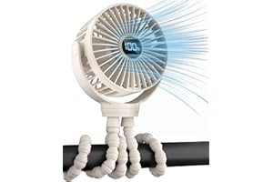 Stroller Fan, Portable Fan, Battery Powered Baby Clip On Fans, 3 Speeds Personal Cooling Fan with Rotatable Handheld for Car 