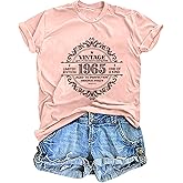 60th Birthday Gift Shirts Vintage 1965 Tshirt for Women Letter Print Retro Party Tops Short Sleeve Casual Tee