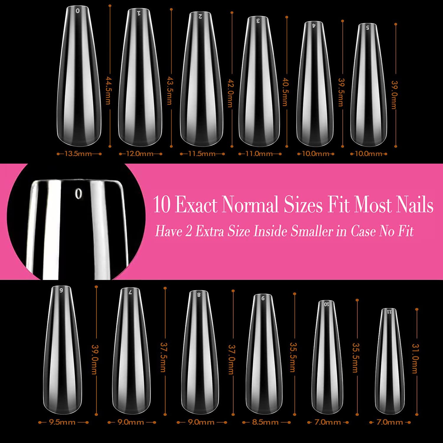 UNA GELLA Coffin Nails Tips Soft Gel Extra Long 216pcs XXL Full Nails Tips Coffin Shape Press On Nails No C Curve Full Cover Ballerina Nail Tip Full Clear False Fake Acrylic Nails with Case - Image 6