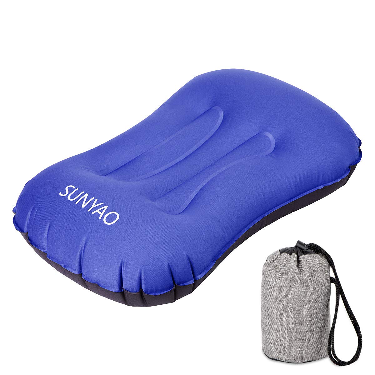 Photo 1 of SUNYAO Ultralight Inflatable Camping Pillows - Compressible, Compact, Inflatable, Comfortable, Ergonomic Pillow for Neck & Lumbar Support While Camping, Backpacking?Hiking (Blue 02)