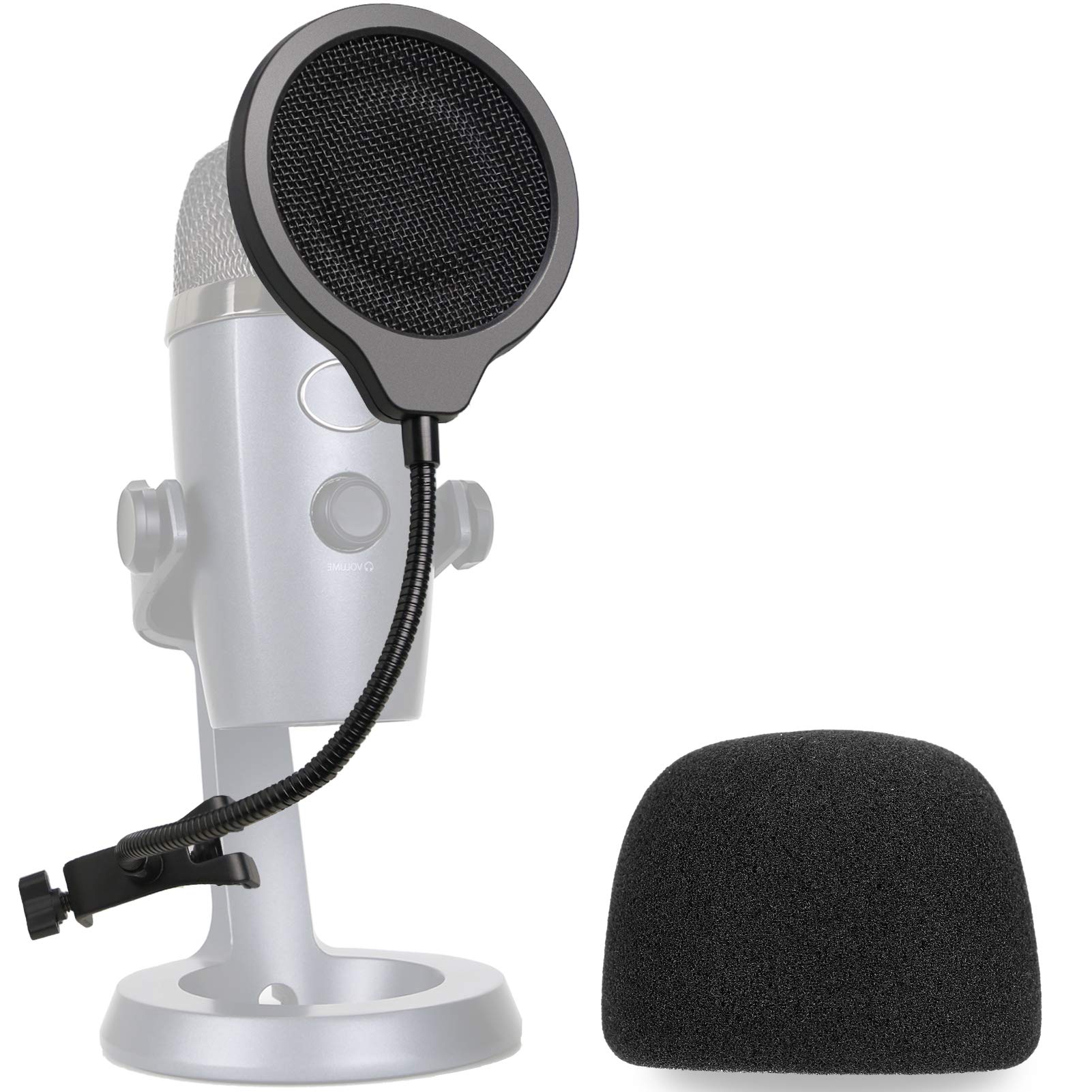 Yeti Nano Mic Pop Filter with Foam Winscreen - 4 Inch 3 Layers Mic Wind Pop Screen Mask Shield and Foam Wind Cover For Blue Yeti Nano Mic to Improve Sound Quality by YOUSHARES