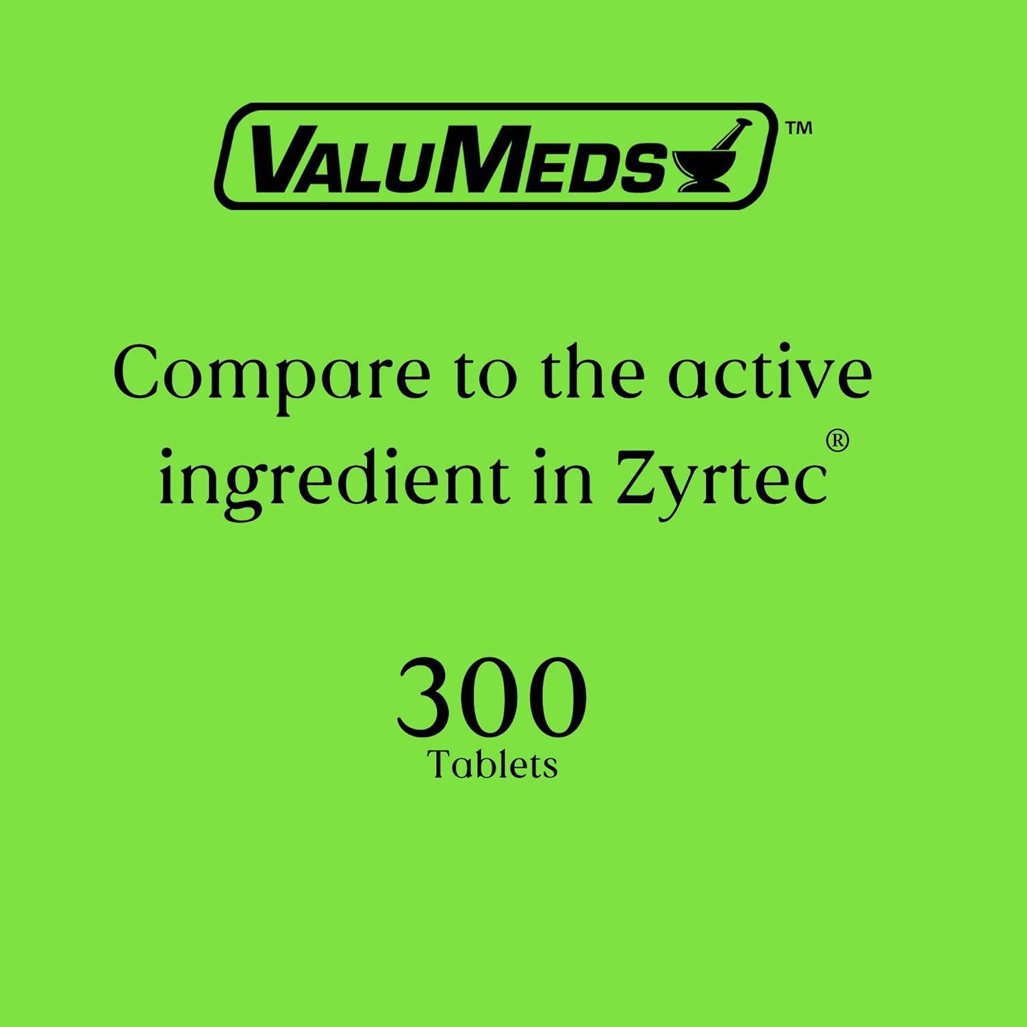 ValuMeds 24-Hour Allergy Medicine (300-Count) Antihistamine for Pollen, Hay Fever, Dry, Itchy Eyes, Allergies | Cetirizine HCl 10mg Caplets: Health & Personal Care