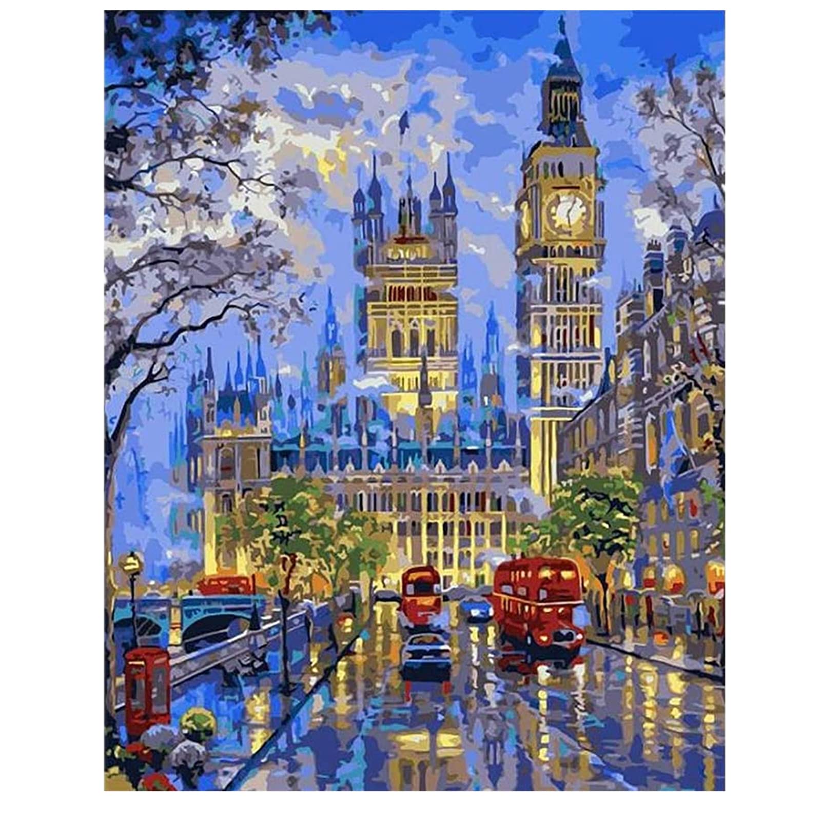 U/D 5D Diamond Painting Full Drill Round Rhinestone Embroidery Cross Stitch DIY London Big Ben London Bridge Kits for Adult Beginner fit for Home Wall Decoration,30 X 40cm (London A)