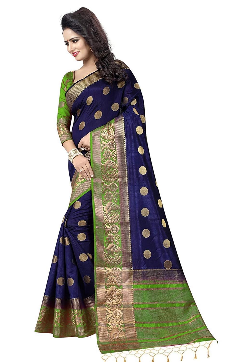 c j enterprise women's kanjivaram art silk sarees with blouse piece