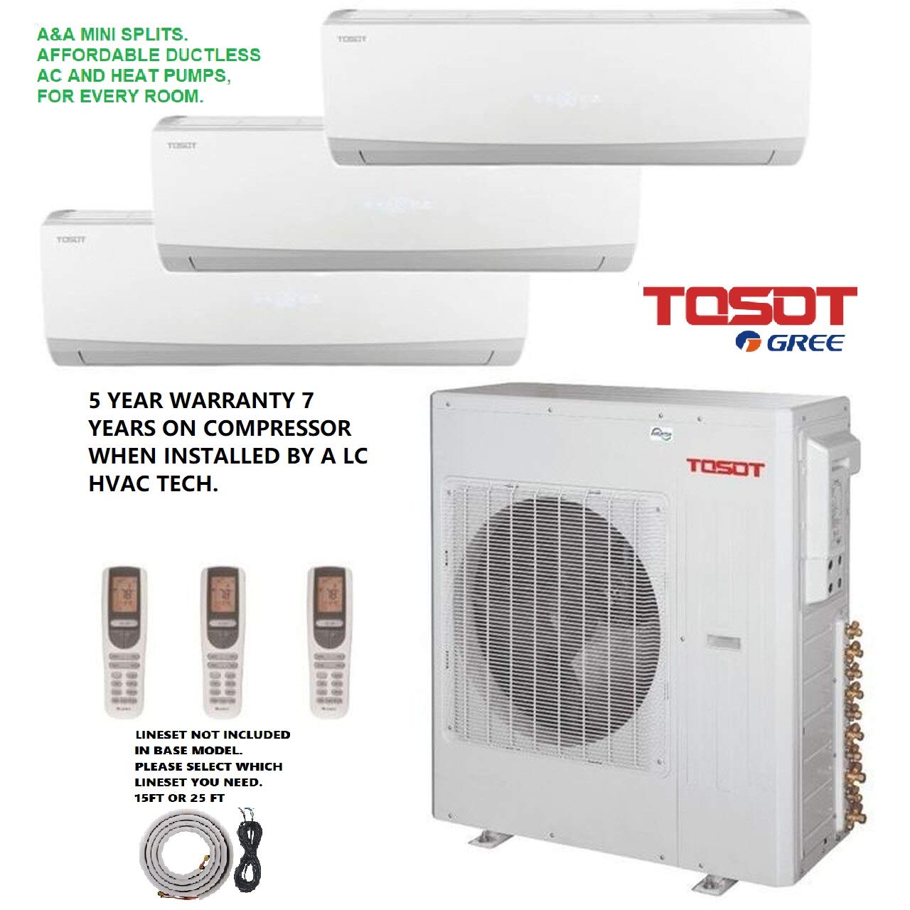  Tosot By Gree 3 Zone Mini Split Air Conditioner
