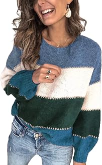 Colorblock Pullover Striped Sweater 