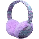 Ear Muffs Gloves Set for Kids Girls Adjustable Winter Sequin Faux Fur Windproof Warm Ear Warmer Outdoor