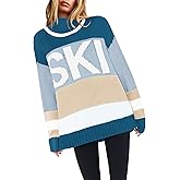 Yousify Womens Sweaters Fall 2025 Oversized Color Block Ski Sweater Crewneck Winter Tops S-2XL