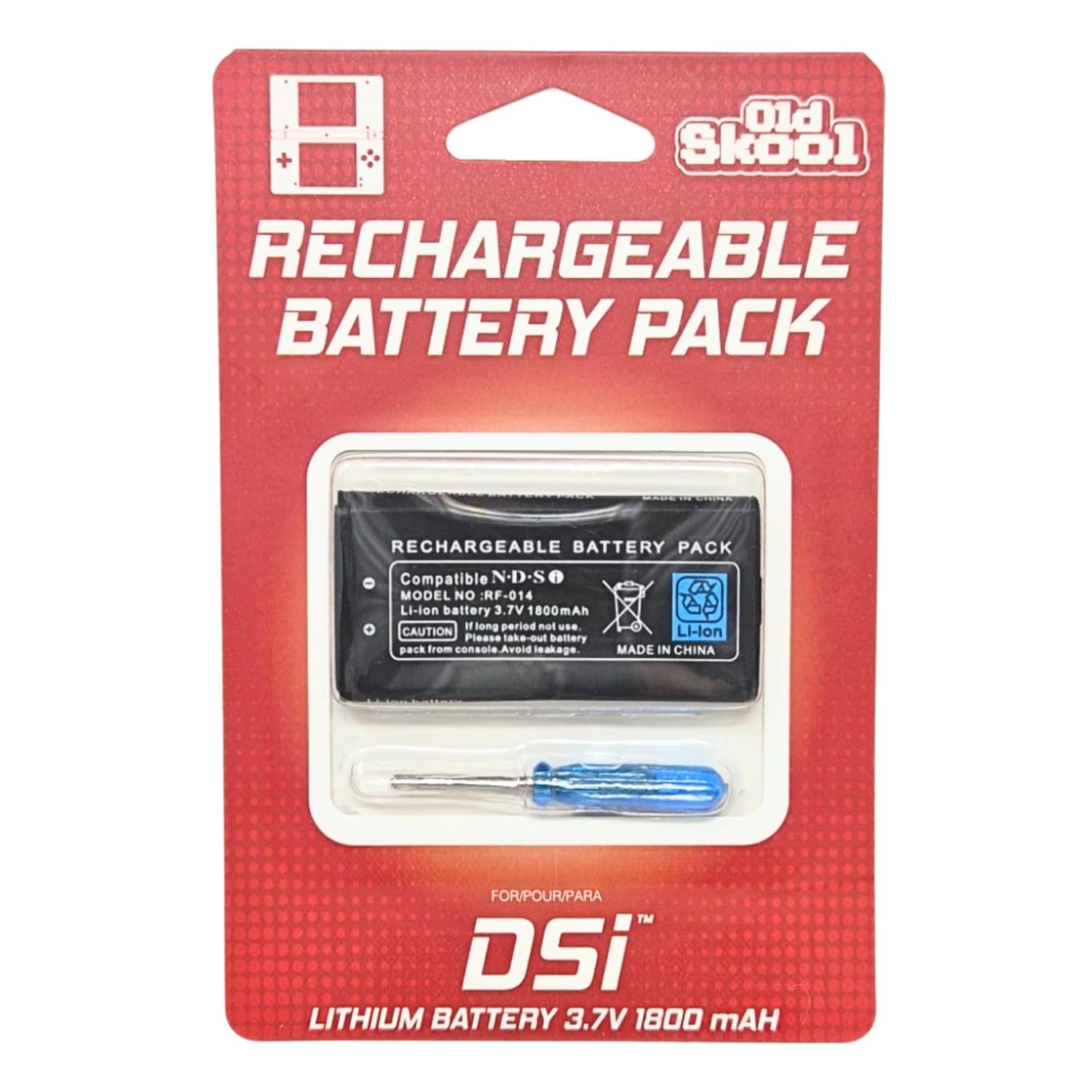 Old Skool Rechargeable 3.7V Li-Ion Battery Pack for Nintendo DSi