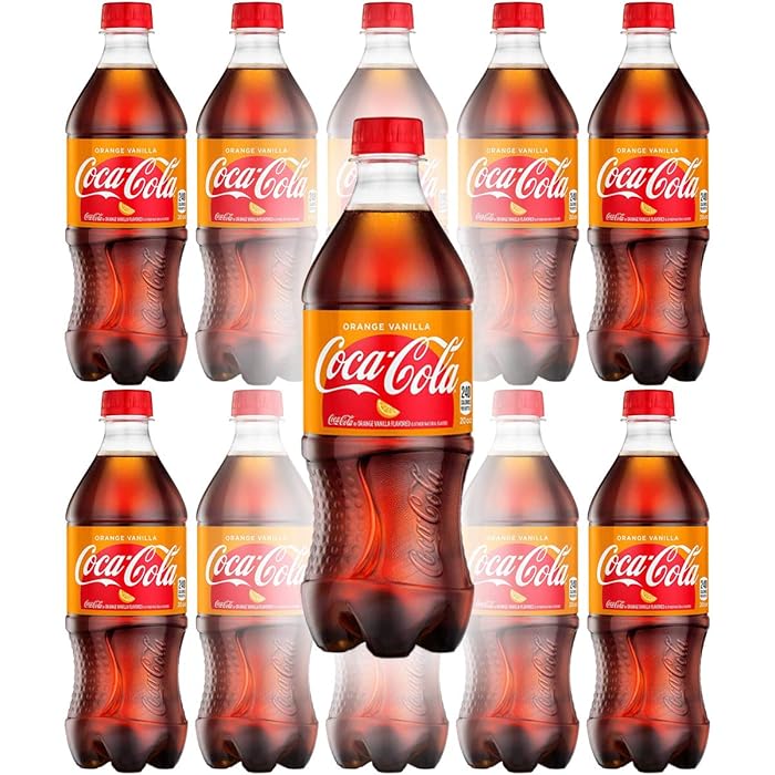 Orange Vanilla Coke Coca-Cola Soda Drink, 20oz Can (Pack of 10, Total of 200 Fl OZ)