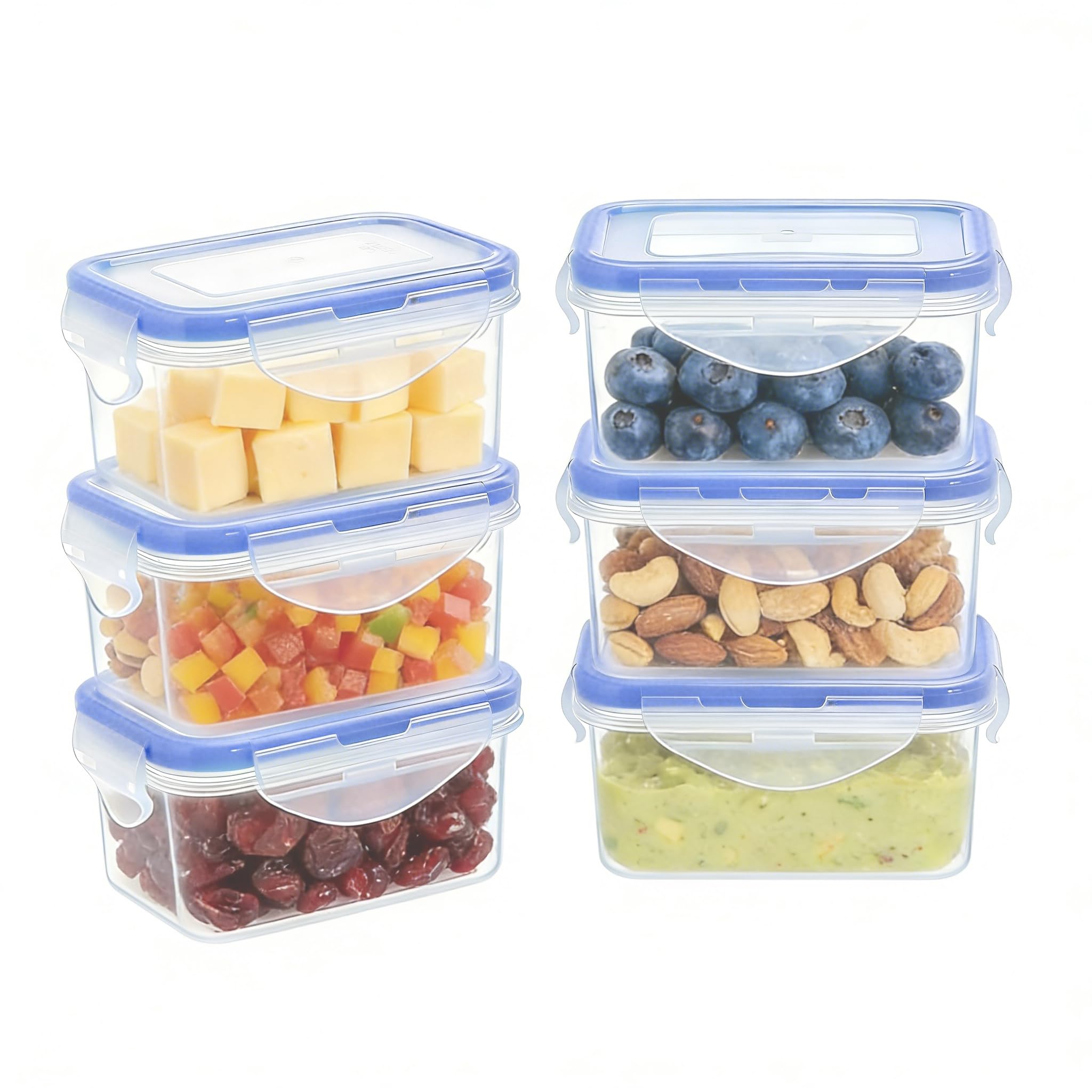 EASYLOCK 6Pack 180ML Food Storage Containers with Lids Airtight, Meal Prep Containers Reusable, Plastic Food Container with Lids Set, Freezer Storage Boxes, Sauce Pots, Snack Pots