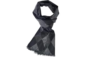 Prupoky Mens Winter Scarf Cashmere Feel Warm Scarves Long Plaid Tassel Scarf for Men