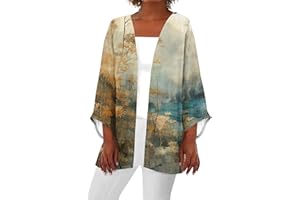 COTECRAM Women Floral Print Lightweight Summer Casual Kimono Cardigan 3/4 Sleeve Loose Beach Wear Boho Cover Up Blouse Top
