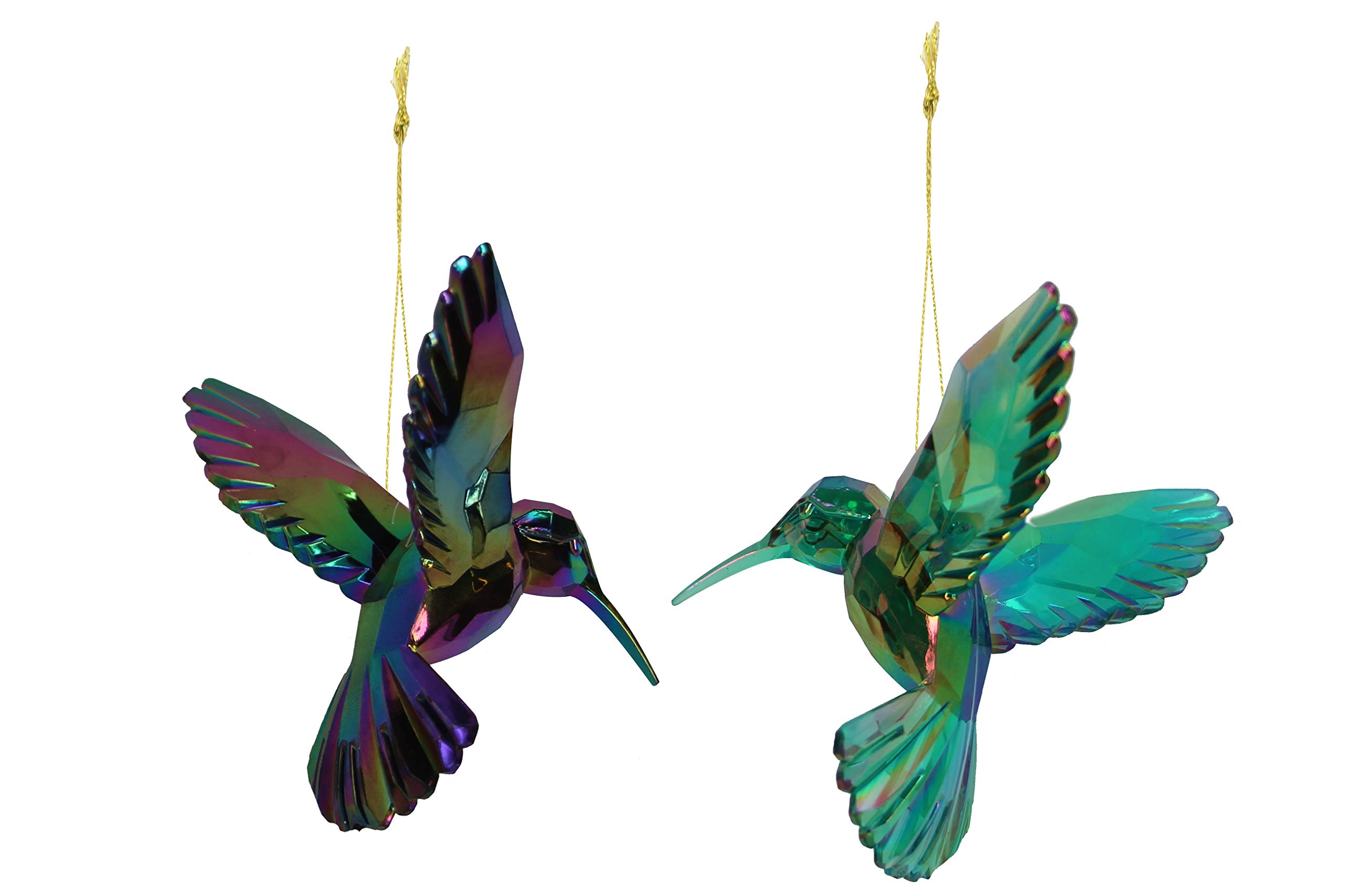 Gisela Graham Rainbow Humming Bird Acrylic Glass Effect s Set of 2