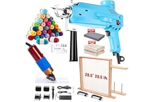 Riiai 2025 New Tufting Gun Starter Kit with Tufting Frame, Tufting Gun Cut Pile & Loop Pile, Tufting Frame 29.5”x 29.5”, 200W Carpet Trimmer-Rug Tufting Gun Making Kit for Rug Tufting(Baby Blue)