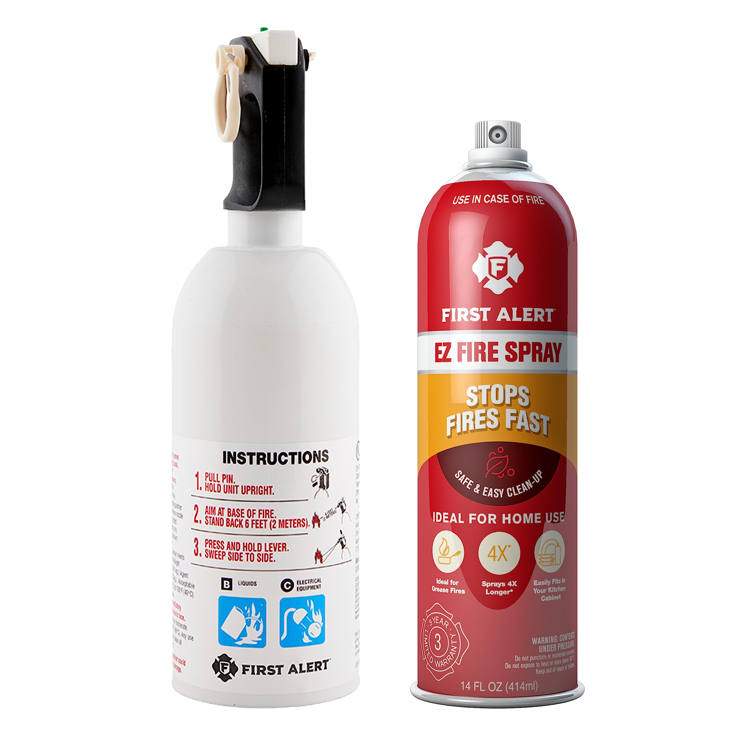 First Alert KITCHEN5 Fire Extinguisher & EZ Fire Spray, Extinguishing Aerosol Spray, Combo Pack Image