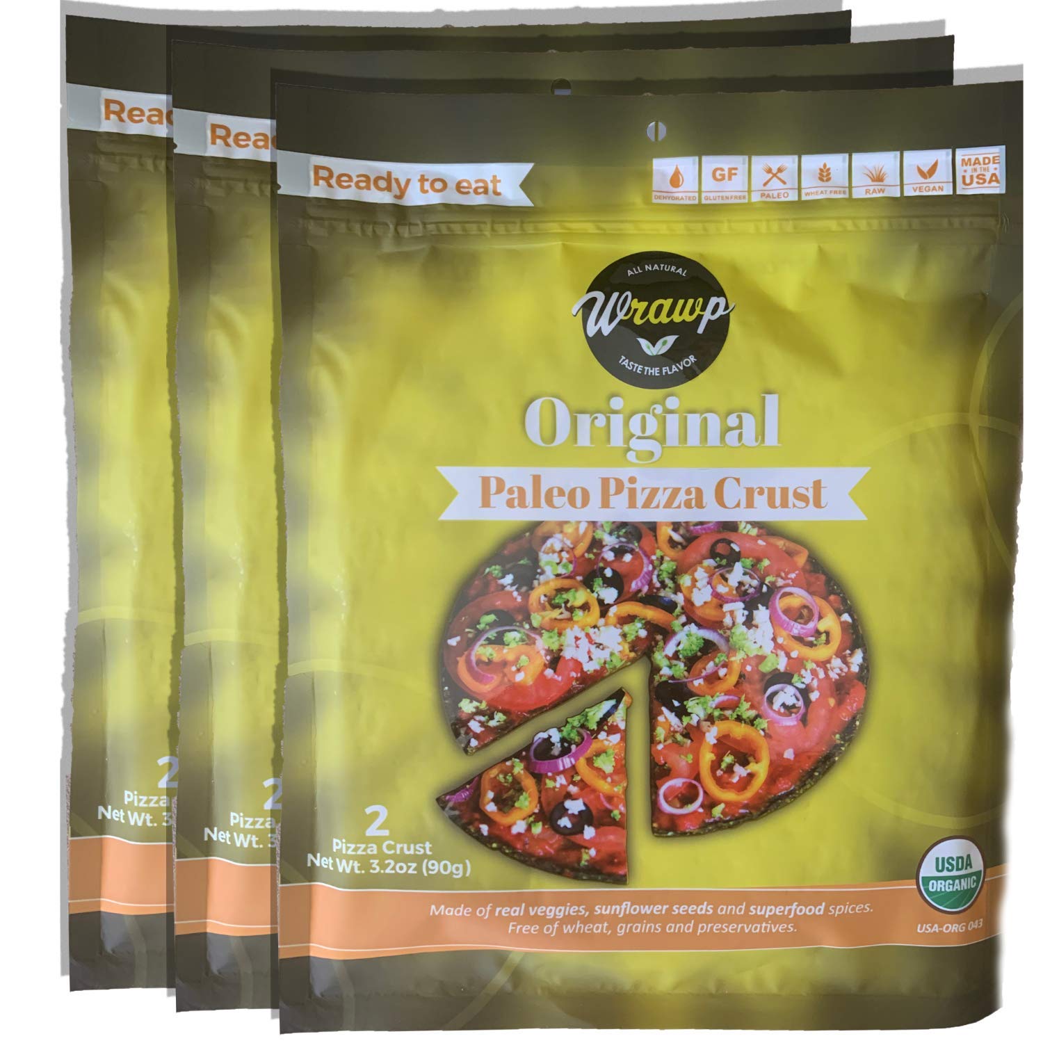 Paleo Pizza Crust 3 Pack Original Flavored Organic Gluten Free Dairy Free Soy Free Nut Free And Vegan Pizza Crust Original 3 Pack