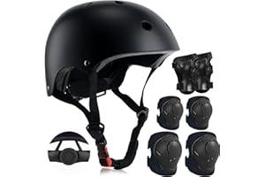 TCCVANAS Adjustable Kids Helmet with Knee Pad, Elbow Pads & Wrist Guards - Toddler Bike Helmets for Ages 3-5, 5-8, 8-14 Years - Perfect for Skating, Biking, Cycling, and Skateboard - for Boys and Girls
