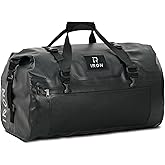 IRON JIA'S Motorcycle Dry Bag - Waterproof Duffle & Luggage Tail Bag Saddle Bags with Roll Top Closure, Shoulder Straps, Inner Pocket and Mesh Pocket (Black, 70L)