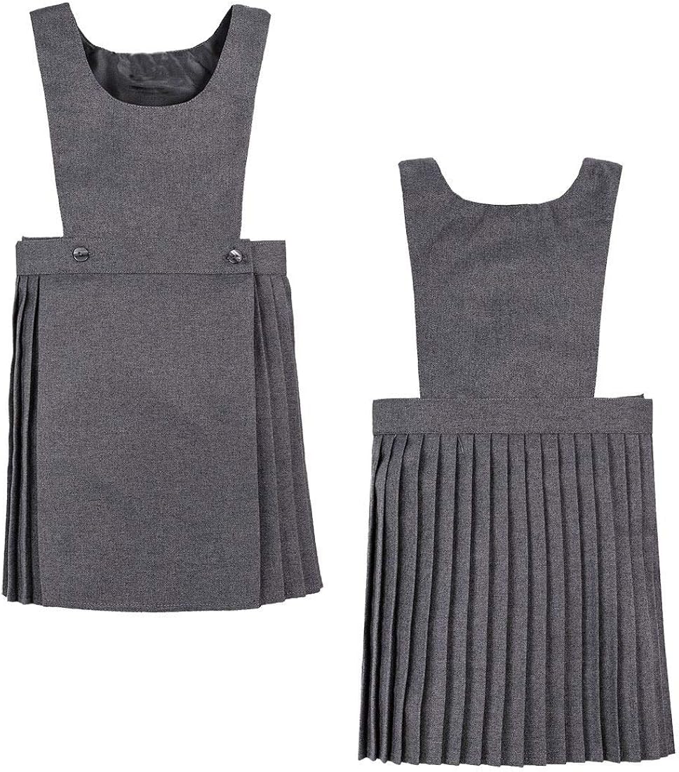 grey pleated pinafore dress