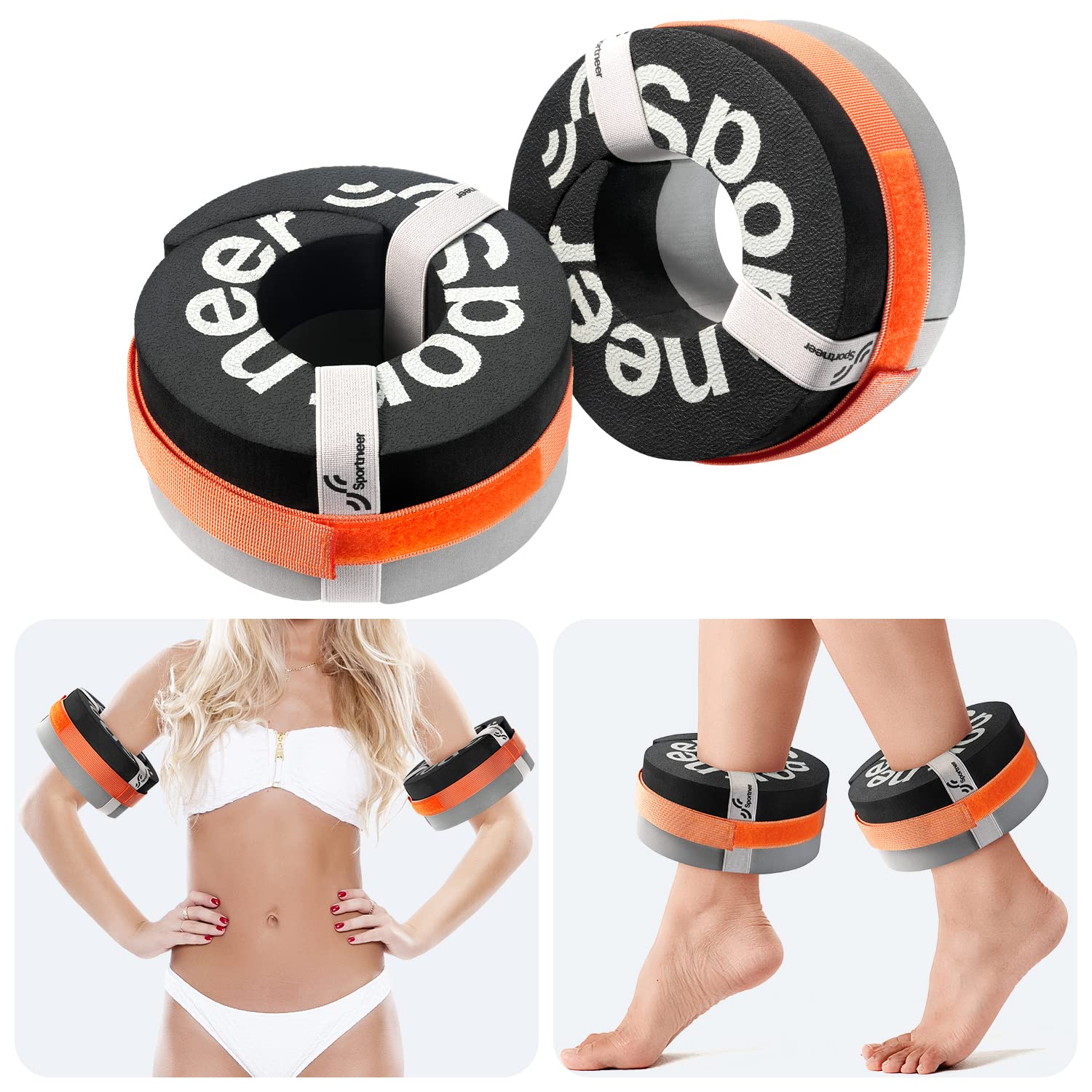 Photo 1 of Foam Aquatic Cuffs Exercise Equipment: Sportneer Water Aerobics Float Ring with Adjustable Webbing Pool Exercise Workout Set Water Ankle Ring