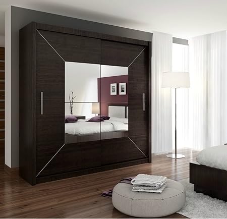 Sliding Door Mirror Wardrobe Free Standing 163cm Wide Or 203cm