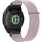 20mm Nylon Quick Fit Watch Bands for Garmin Fenix 8 43mm/Descent Mk3S/Mk3Si/Fenix 7S/7S Pro/6S/6S Pro Sport Wristband Comfortable Breathable Replacement Strap for Garmin Fenix 5S/5S Plus - Pink