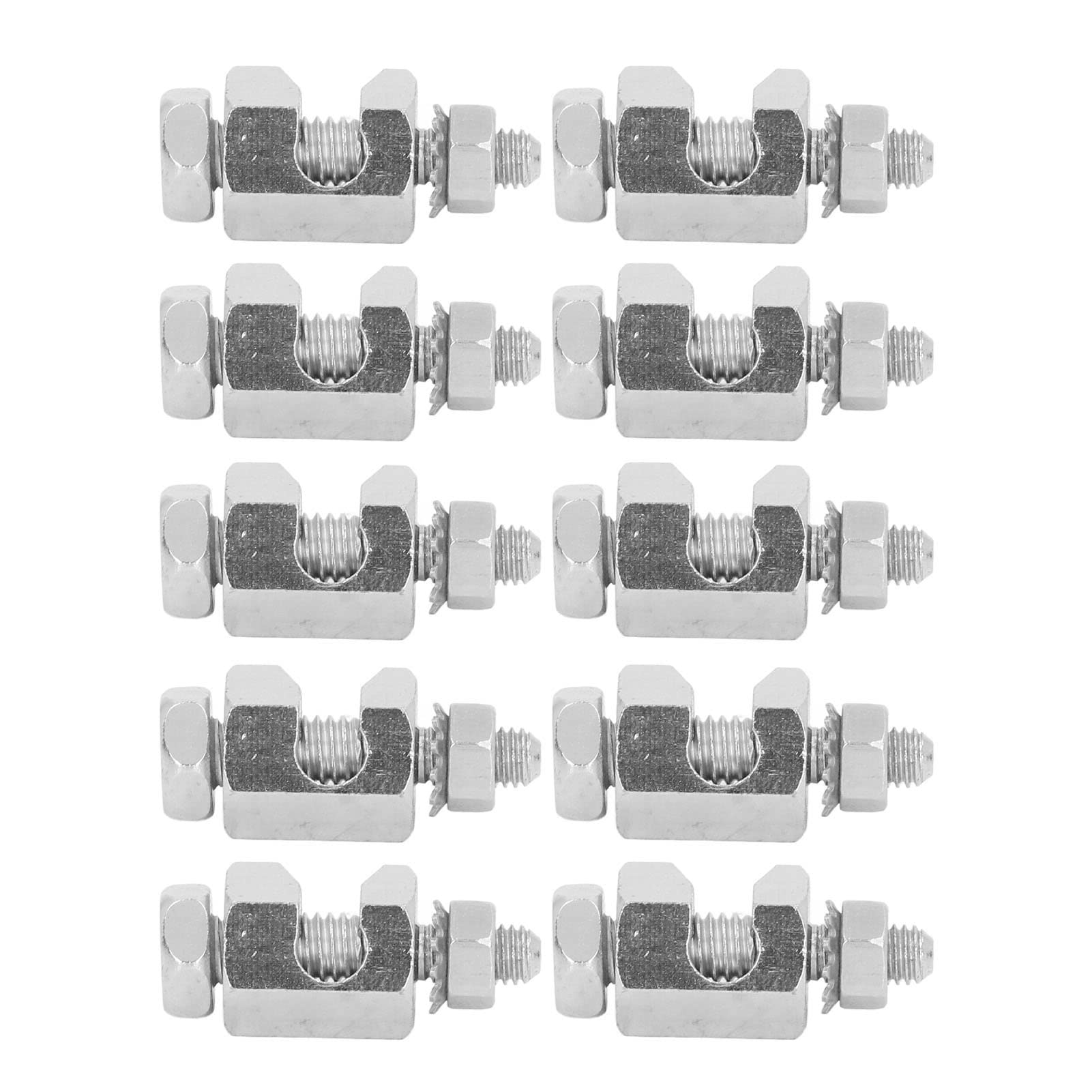 Fockety Solar Panel Photovoltaic Nut and Bolts, 10PCS Solar Earthing Ground Clip Cable Clamp for Bare Wire, Safe Bolt On Coupling Earthing Ground Lug Cable Clamp Ground Clamp Fastener Clip