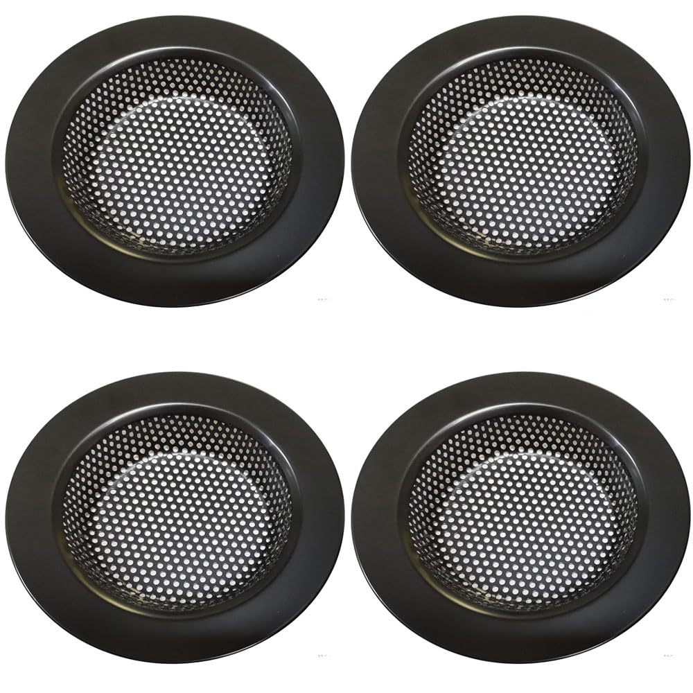 Photo 1 of ***3 missing*** 4 PCS Stainless Steel Bathroom Sink,Drain Stoper,Drain Hair Catcher,Shower Drain Cover for Bathtub, Kitchen Sink Strainer, Drain Stopper with (Black, 2.1IN)