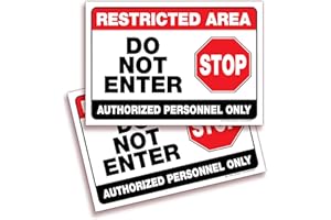 iSYFIX Restricted Area Signs Stickers – 2 Pack 10x7 Inch – Do Not Enter, Authorized Personnel Only Sticker, Premium Self-Adhesive Vinyl, Laminated UV, Weather, Scratch, Water & Fade Resistance