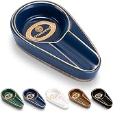 Cigarmoon Cigar Ashtray, Ceramics Cigar Ashtrays for Outdoors,Handmade Unbreakable Cigar Holder Ash Tray for Men(Blue)