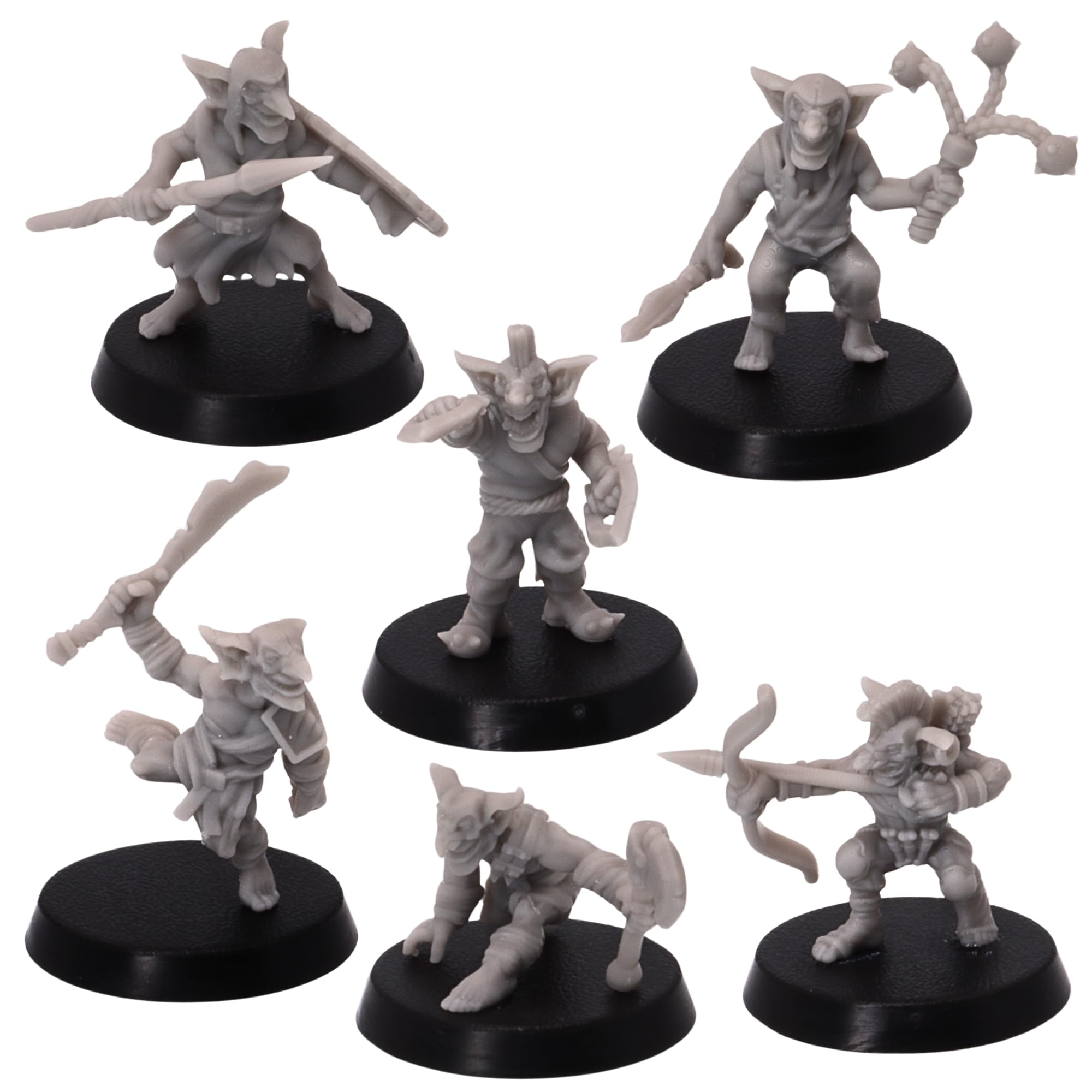Forged Terrain Wicked Tribal Goblins 28mm Miniature Figure for Dungeons and Dragons Tabletop Gaming, 6x Unpainted Goblins with 25mm Base, Fantasy TTRPG Role Playing Games