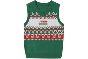 Ochine Toddler Boys Girls Christmas Sweater Vest Baby Sleeveless V Neck Knitted Warm Pullover Xmas Holiday Outfit 12M-5T