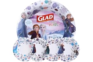 Glad for Kids Disney Frozen Disposable Paper Bowls, Anna and Elsa - Heavy Duty, Soak Proof, Microwavable, Kid-Friendly Snack Bowls for Everyday Use, 12 Ounce, 40 Count