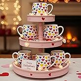 Layhit 6 Pcs Valentine's Day Coffee Mugs 12 oz Valentine Ceramic Mugs Bulk Cute Couple Cups Set for Anniversary Wedding Engagement Birthday Couple Gifts Mom Girlfriend (Heart)