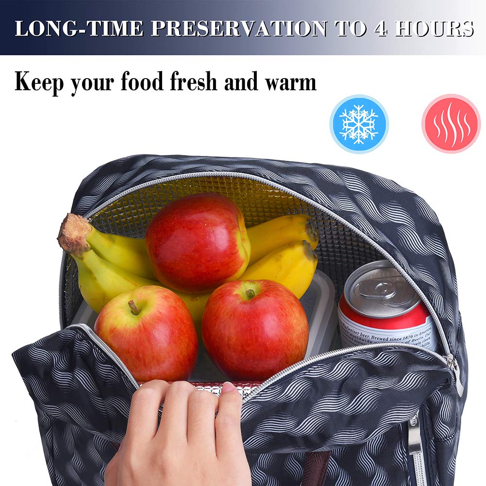 Lunch Bag Insulated Lunch Box Tote Bag Lunch Organizer Lunch Holder For Women/Men/Beach/Party/Boating/Office/Fishing/Picnic(Black)